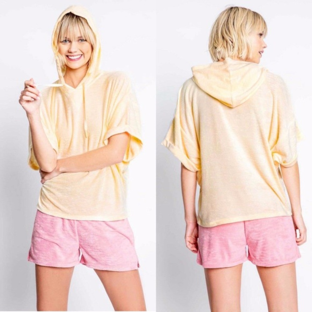 New PJ Savage Terry Knit Short Sleeve Beach Hoodie
